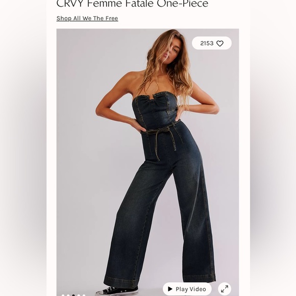 Free People denim one piece size 2 fits like a size 4 - Picture 2 of 3